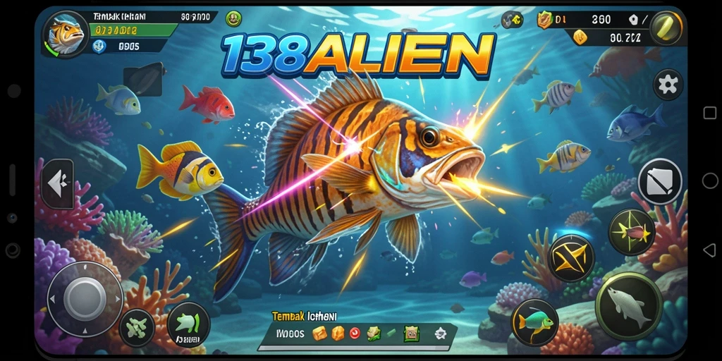 Screenshot gameplay 138ALIEN yang menampilkan aksi menembak ikan.