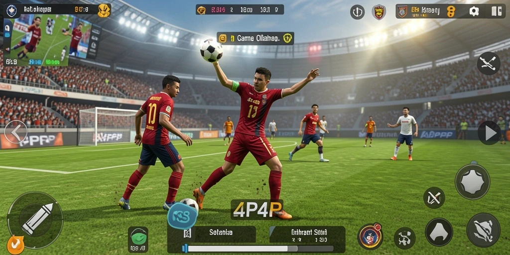 Screenshot 4P4P menampilkan pemain aktif dalam pertandingan olahraga.