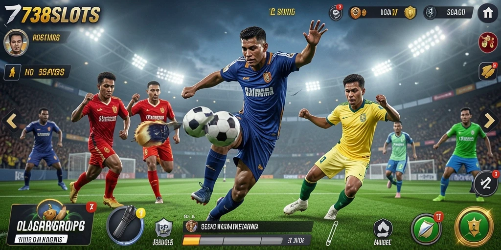 Gameplay 738SLOTS menampilkan keseruan olahraga dengan grafis menarik.