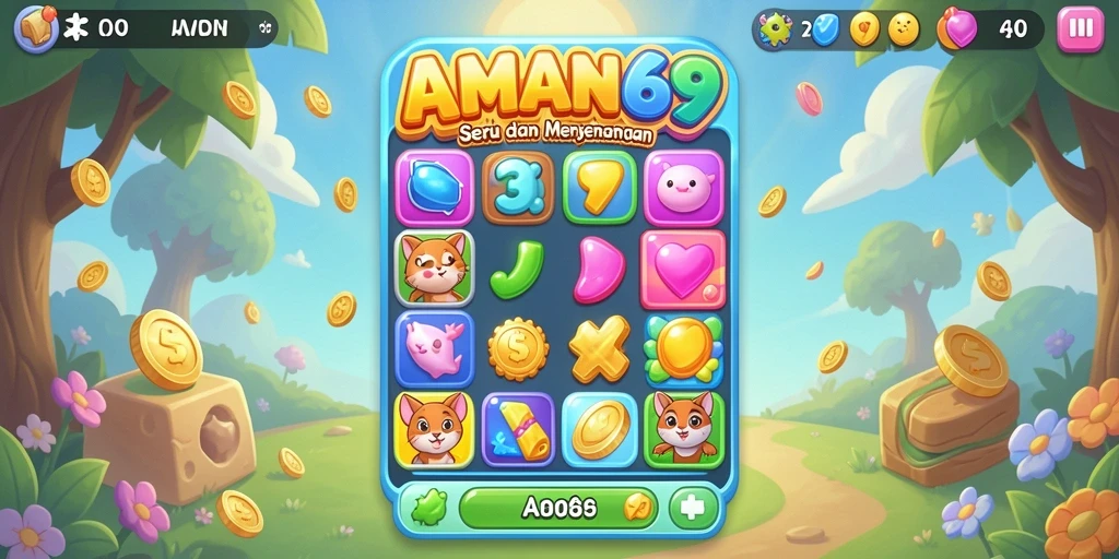 Tampilan gameplay menantang dalam AMAN69 dengan grafik cerah.