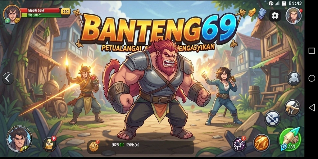 Tangkapan layar menampilkan aksi seru dalam BANTENG69 dengan karakter anime.