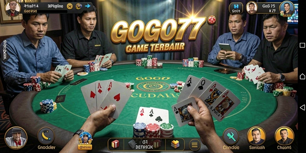 Tampilan screenshot GOGO77 yang menampilkan gameplay intens permainan Poker.