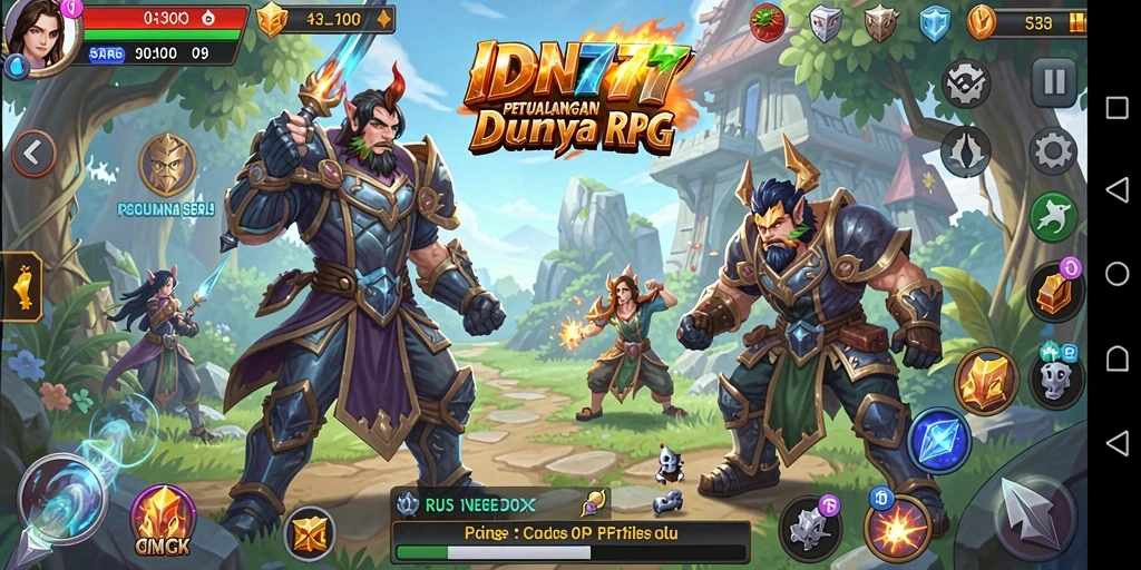 Tangkapan layar gameplay IDN777 yang menunjukkan pertarungan seru dan lingkungan fantasi.
