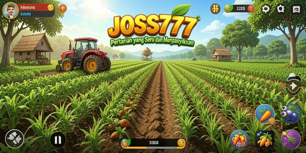 Screenshot gameplay JOSS777 menampilkan aktivitas pertanian yang menyenangkan.