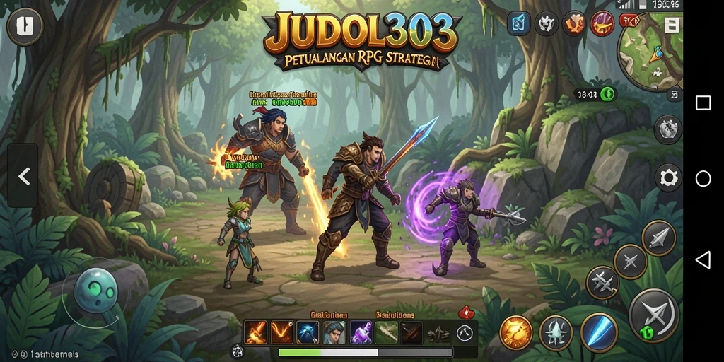 Tampilan gameplay JUDOL303 yang menampilkan pertarungan epik dan petualangan fantastis.