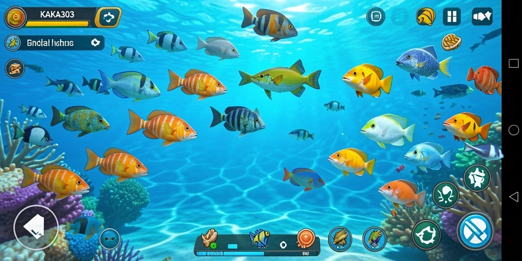Screenshot gameplay KAKA303 menampilkan aksi seru menembak ikan.