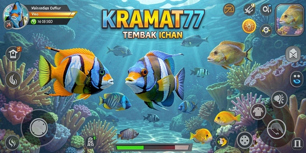 Tangkapan layar menampilkan pengalaman menembak ikan yang seru di KRAMAT77.