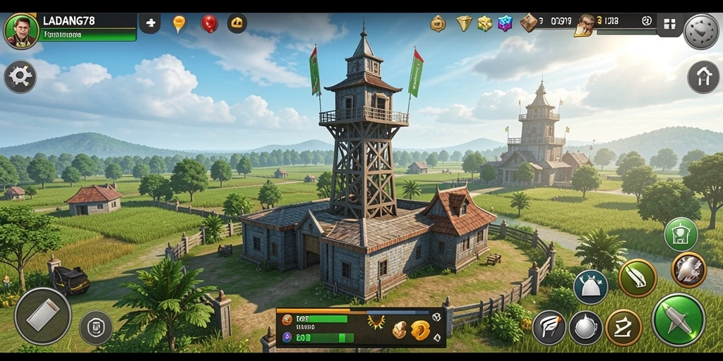 Tangkapan layar LADANG78 menampilkan pertempuran Tower Defense yang mendebarkan.