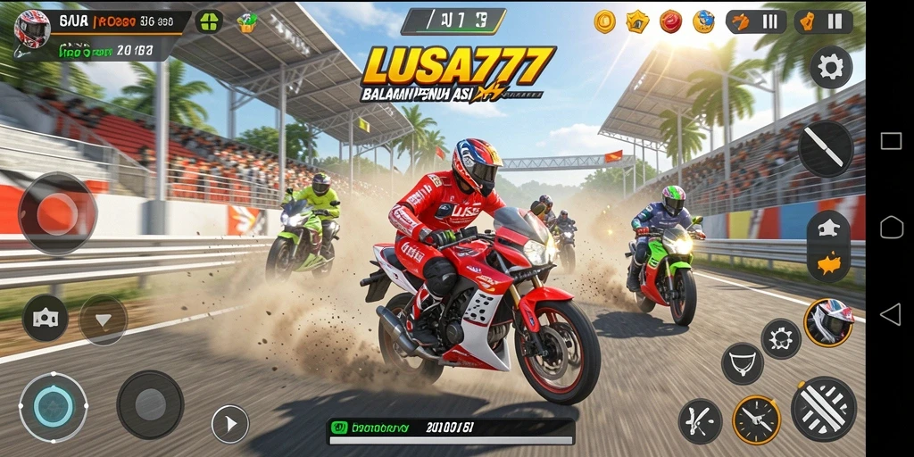 Tampilan menarik dari gameplay balapan motor di LUSA777.