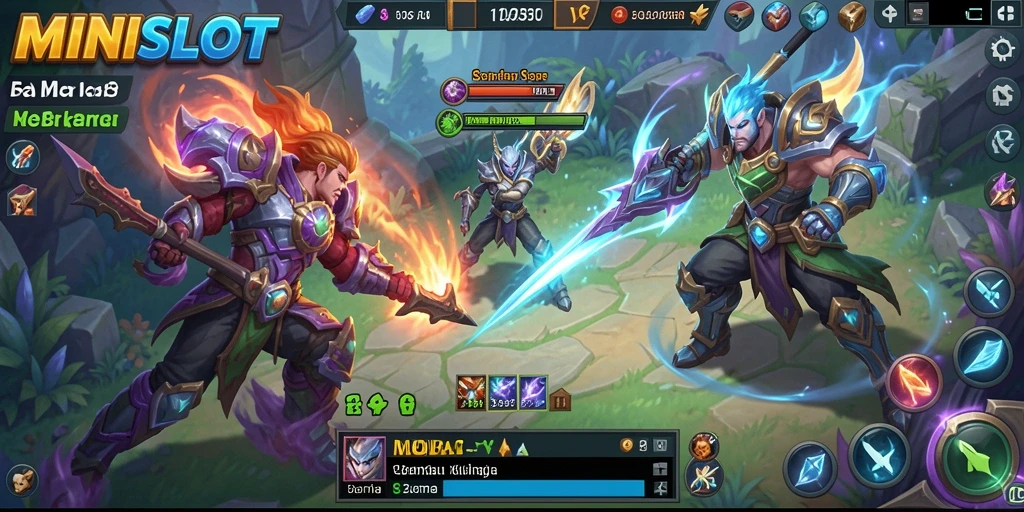 Tangkapan layar gameplay seru dari MINISLOT dalam pertempuran MOBA.