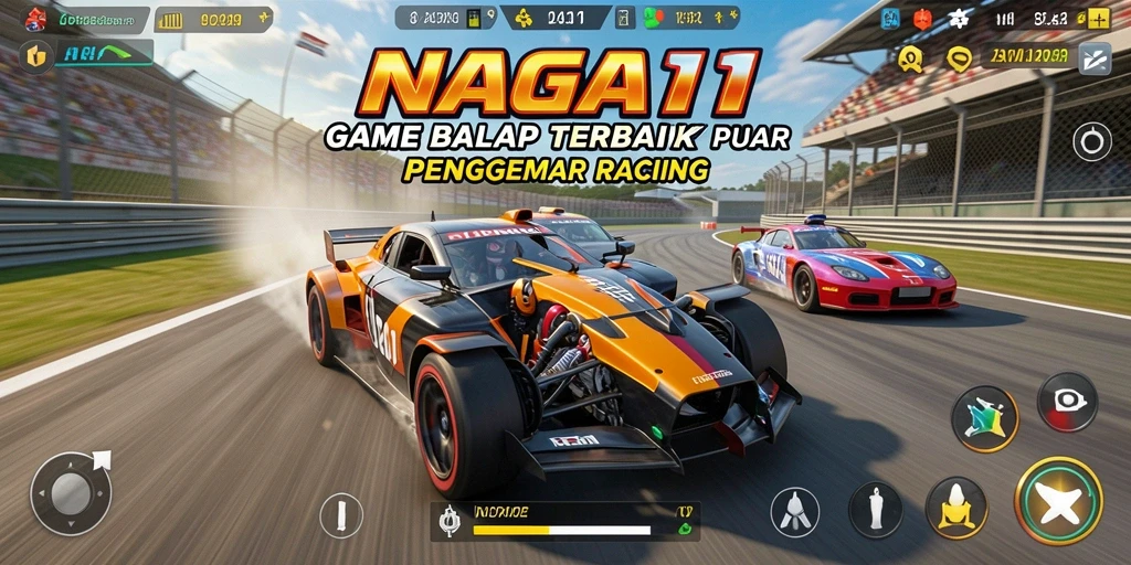 Screenshot NAGA11 menunjukkan aksi balap yang seru dan mendebarkan.