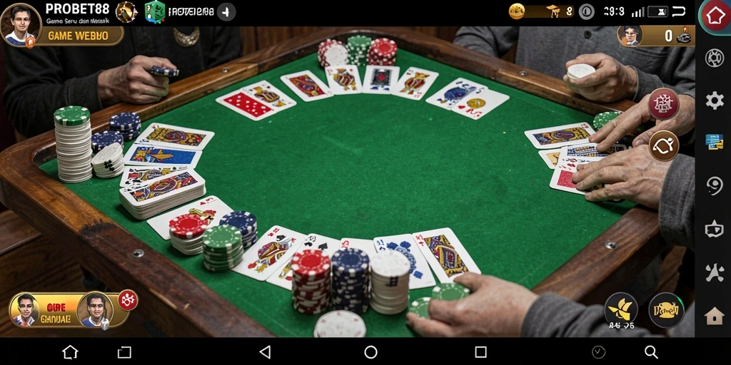 Screenshot gameplay Gaple PROBET88 yang seru dan interaktif.