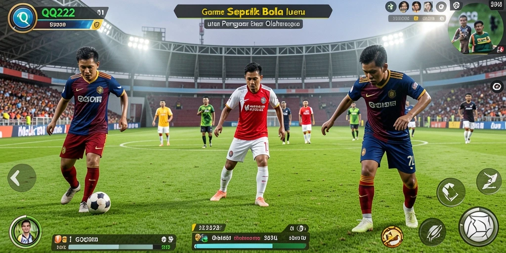 Tampilan gameplay seru dari QQ222 dengan aksi sepak bola yang menegangkan.
