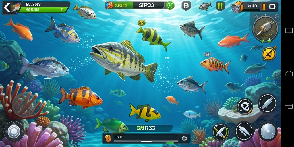 Tampilan gameplay SIP33 dengan ikan berwarna-warni yang menarik.