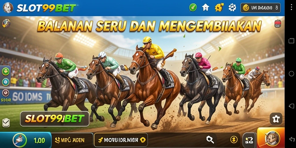 Tampilan gameplay SLOT99BET yang menegangkan dan penuh aksi balap.