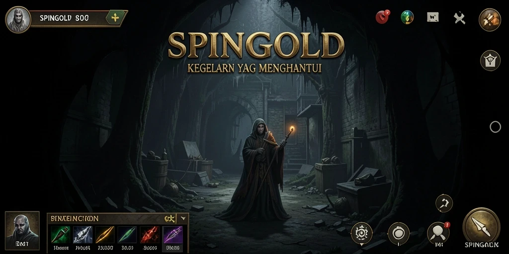 Tangkapan layar utama SPINGOLD menampilkan suasana gameplay Horror yang menegangkan.