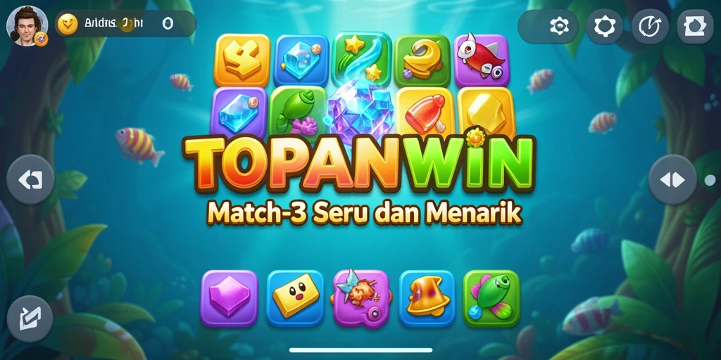 Tampilan gameplay menarik dari TOPANWIN dengan puzzle Match-3 yang seru.