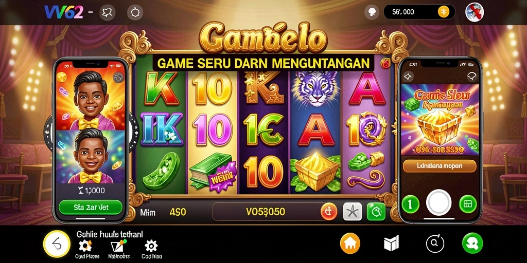 Screenshot dari gameplay VV62 menampilkan keseruan permainan slot.