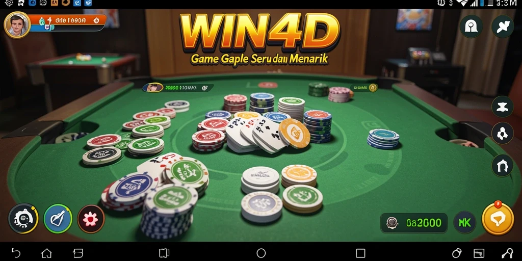 Screenshot gameplay WIN4D yang menarik dengan batu Gaple yang berwarna-warni.